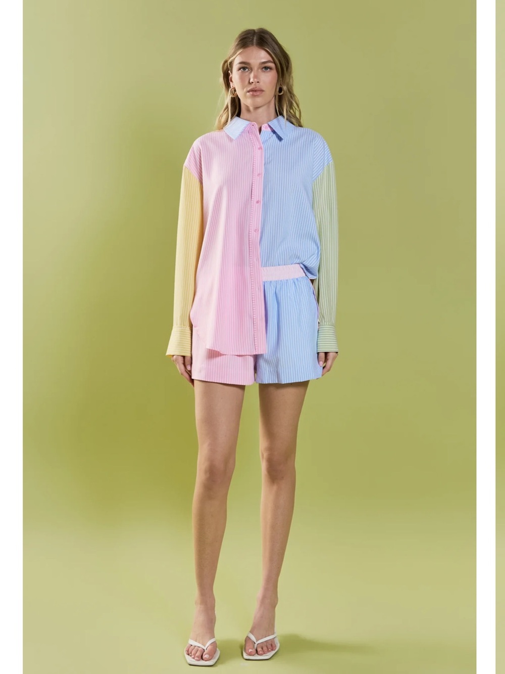 english factory matching long sleeve button up & shorts